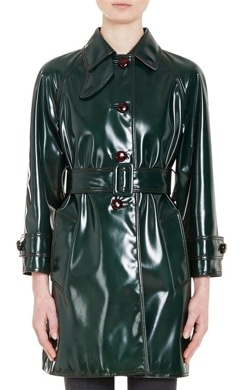 faux patent leather prada trench coat